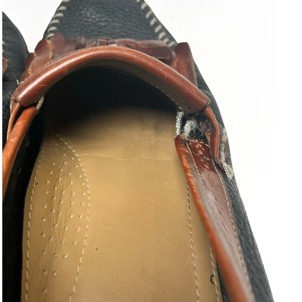 G.H. Bass Weejuns Tassel Loafers Men's Size 10 Black Tan Leather Pre-Owned Shoes